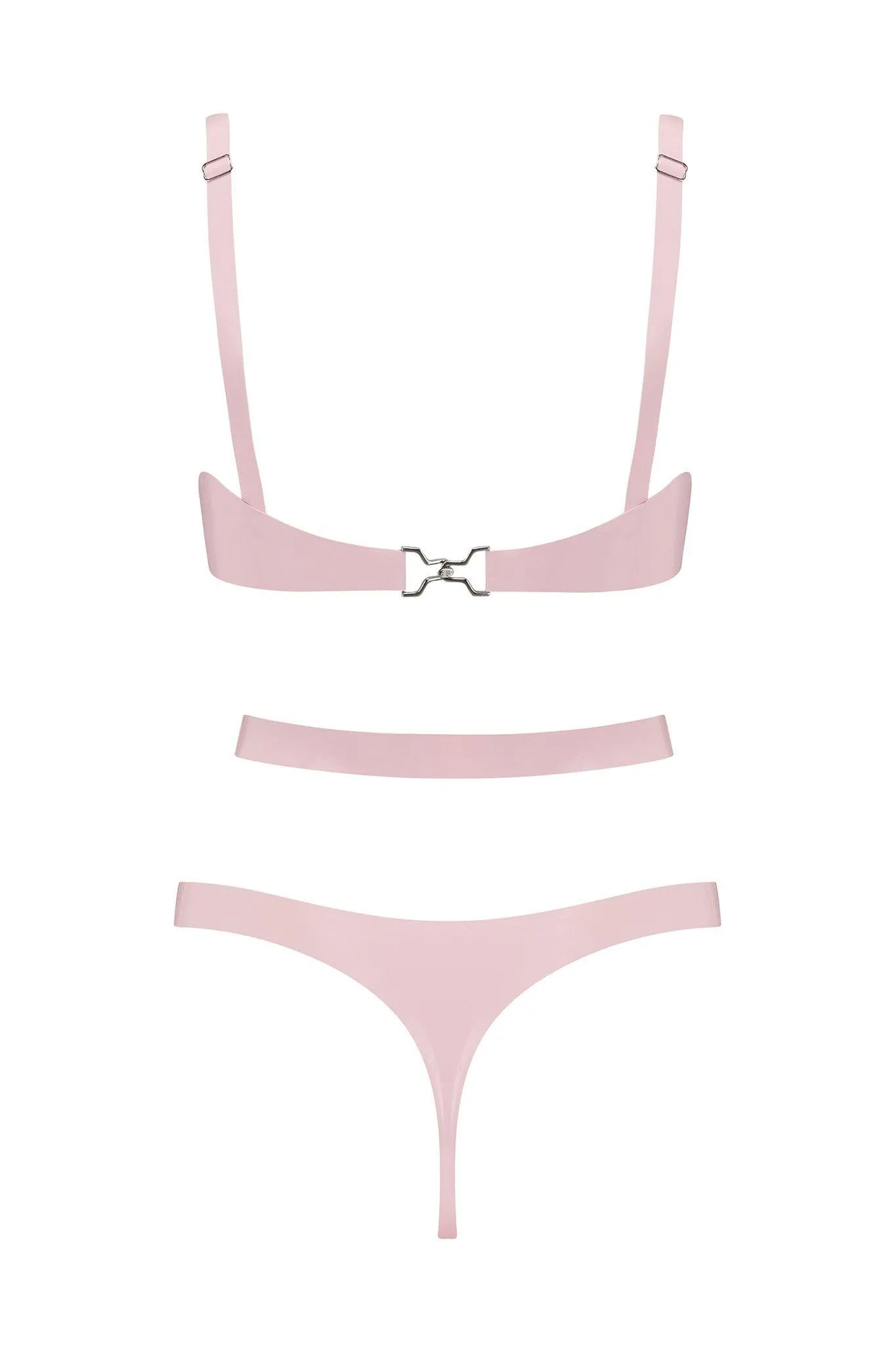 Baby Pink Cut Out Latex Lingerie Set