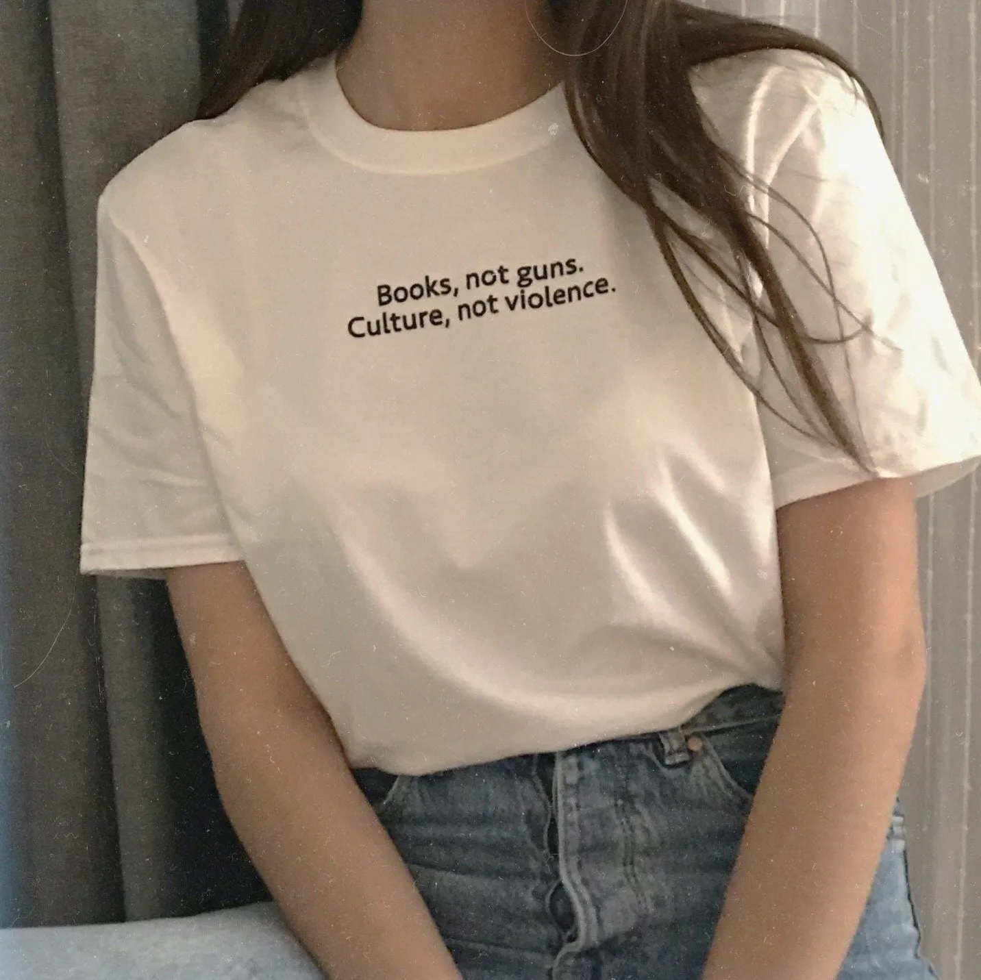 "Books Not Guns Culture Not Violence" T-Shirt